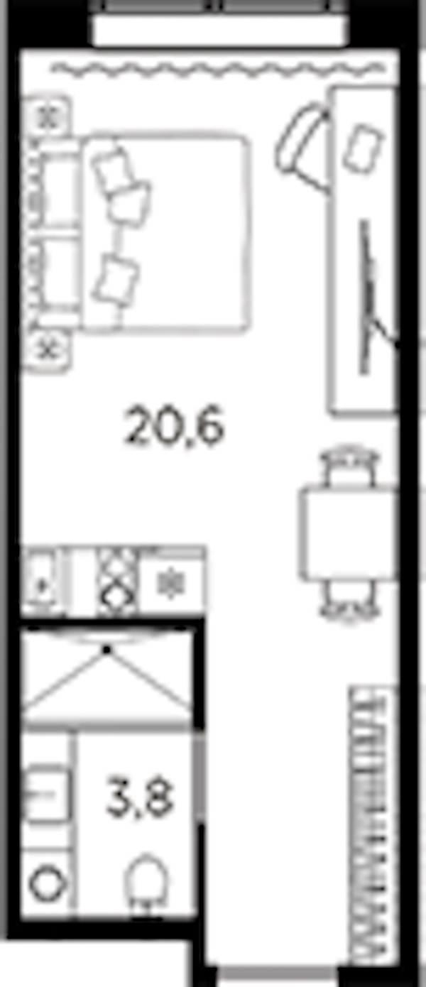 Квартира студия 24.4 м², 9/13 эт., ЖК «AVENIR Industrial»